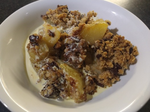 Pear and Chocolate Oat Crumble